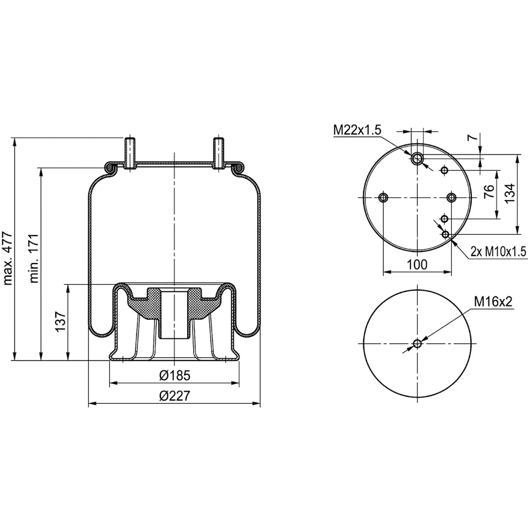 PULMON DE SUSPENSION EJE TRASERO CAMION DAF 1794427 HANN - Image 2