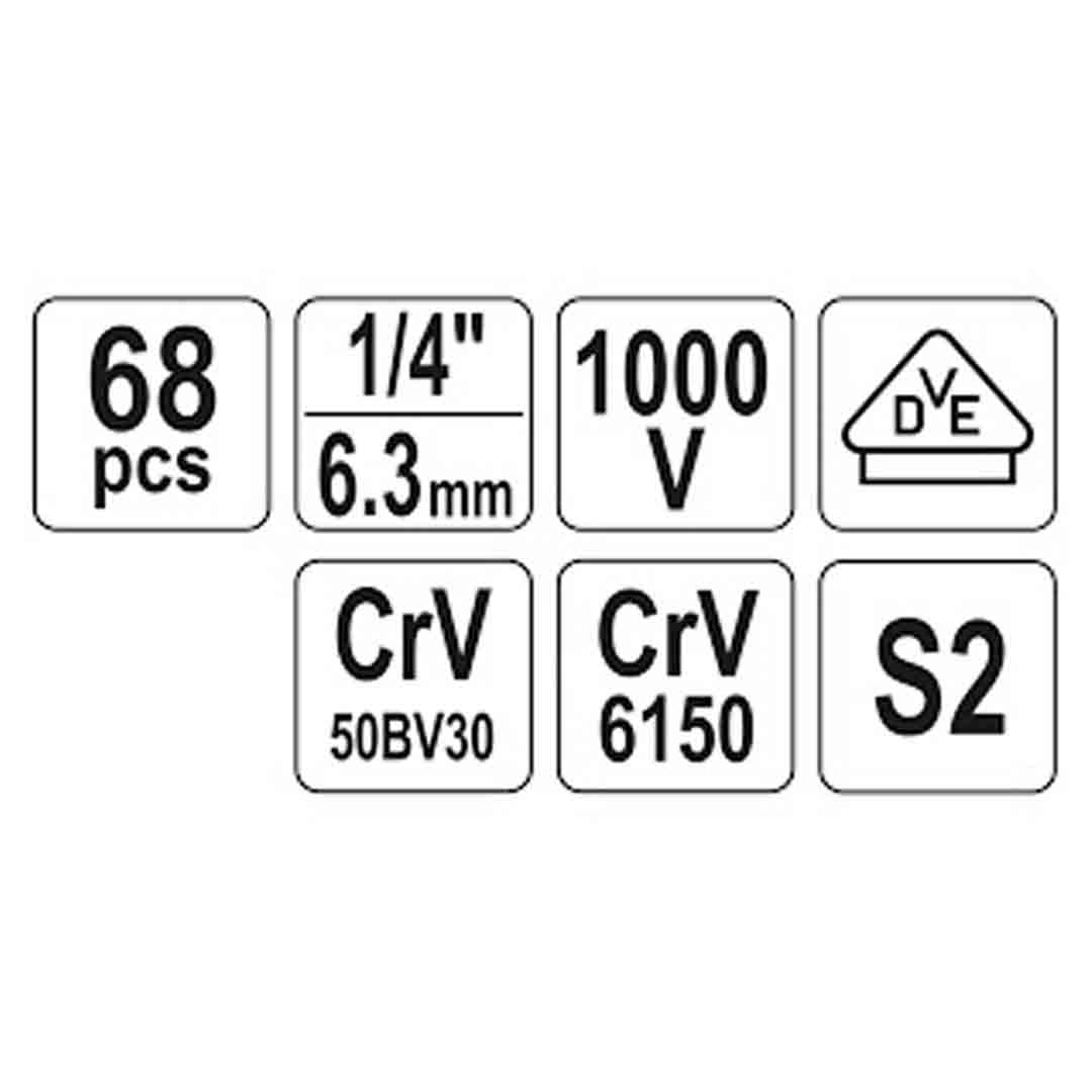 SET HERRAMIENTAS ELÉCTRICAS 68 PIEZAS YATO
 - Image 3