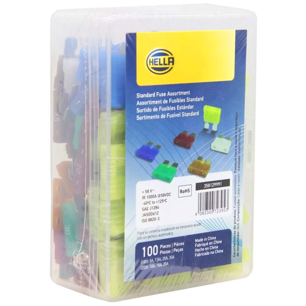 SURTIDO DE FUSIBLES ESTANDAR 100 PIEZAS HELLA