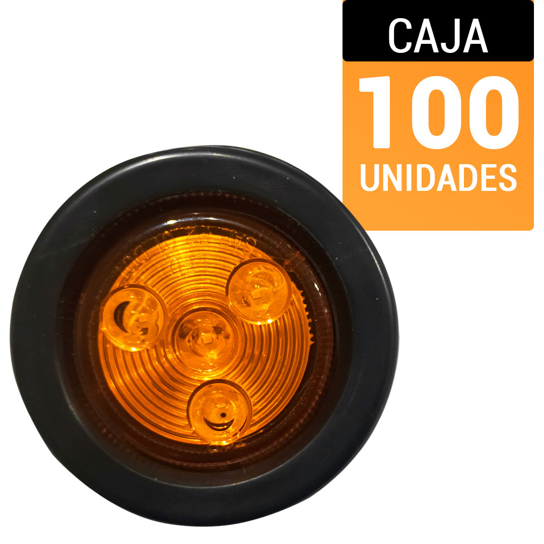 FOCO TROCHA LED MV 2" AMBAR CAJA 100 UNIDADES