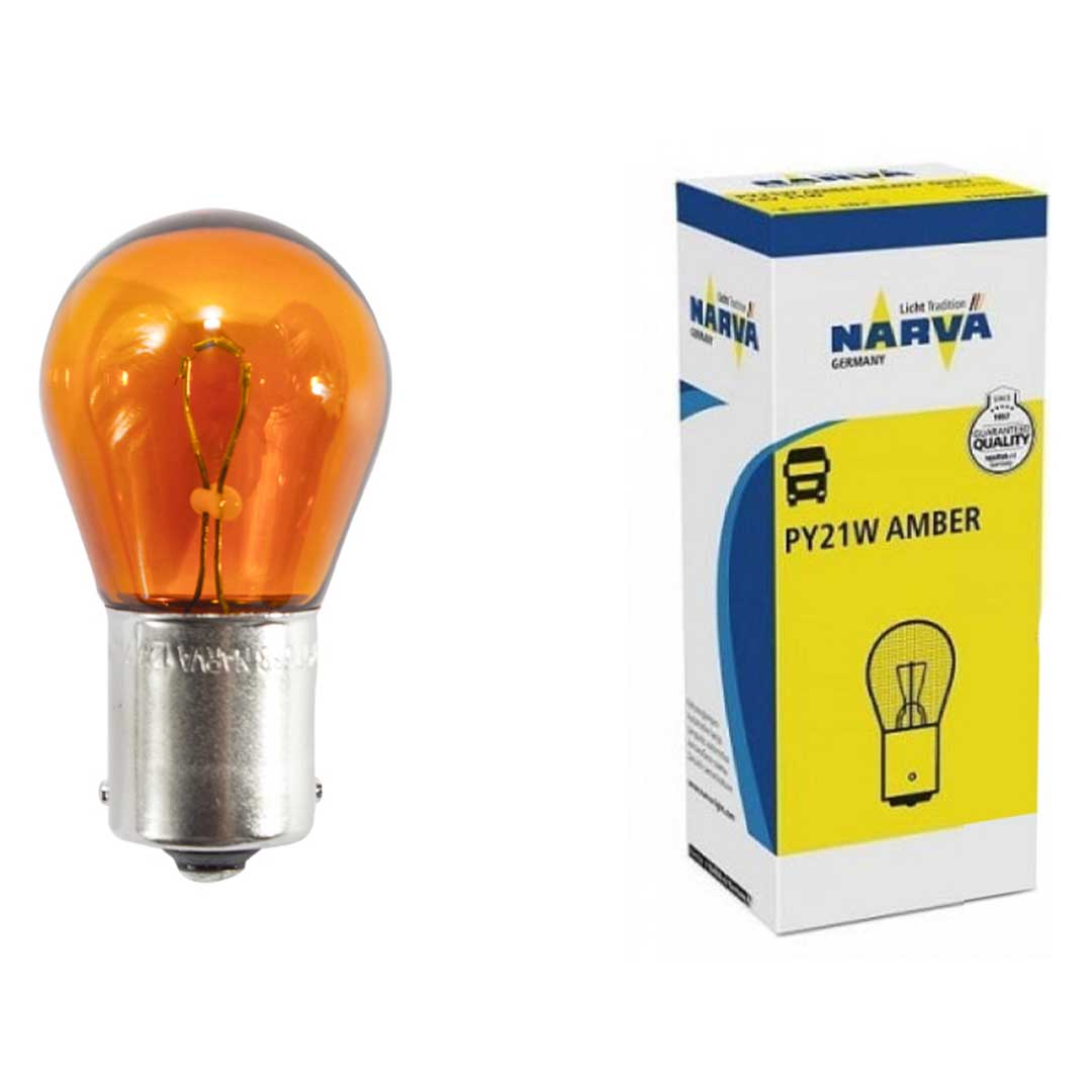 AMPOLLETA GLOBO GRANDE 12V 21W ÁMBAR NARVA