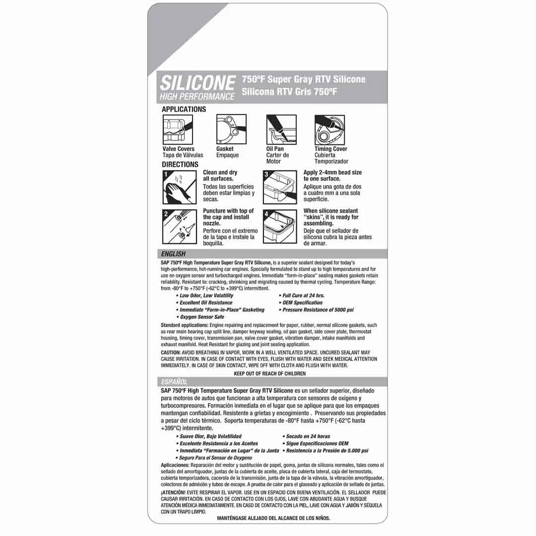 SILICONA ULTRA GREY 399° C 100G ALTAS TEMPERATURAS SAP - Image 2