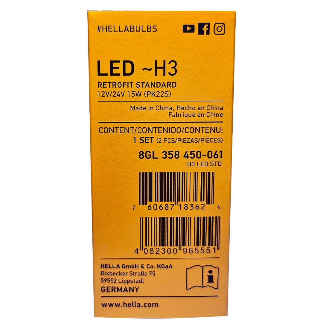 KIT DE AMPOLLETAS HELLA LED RETROFIT H3 12 Y 24V - Image 5