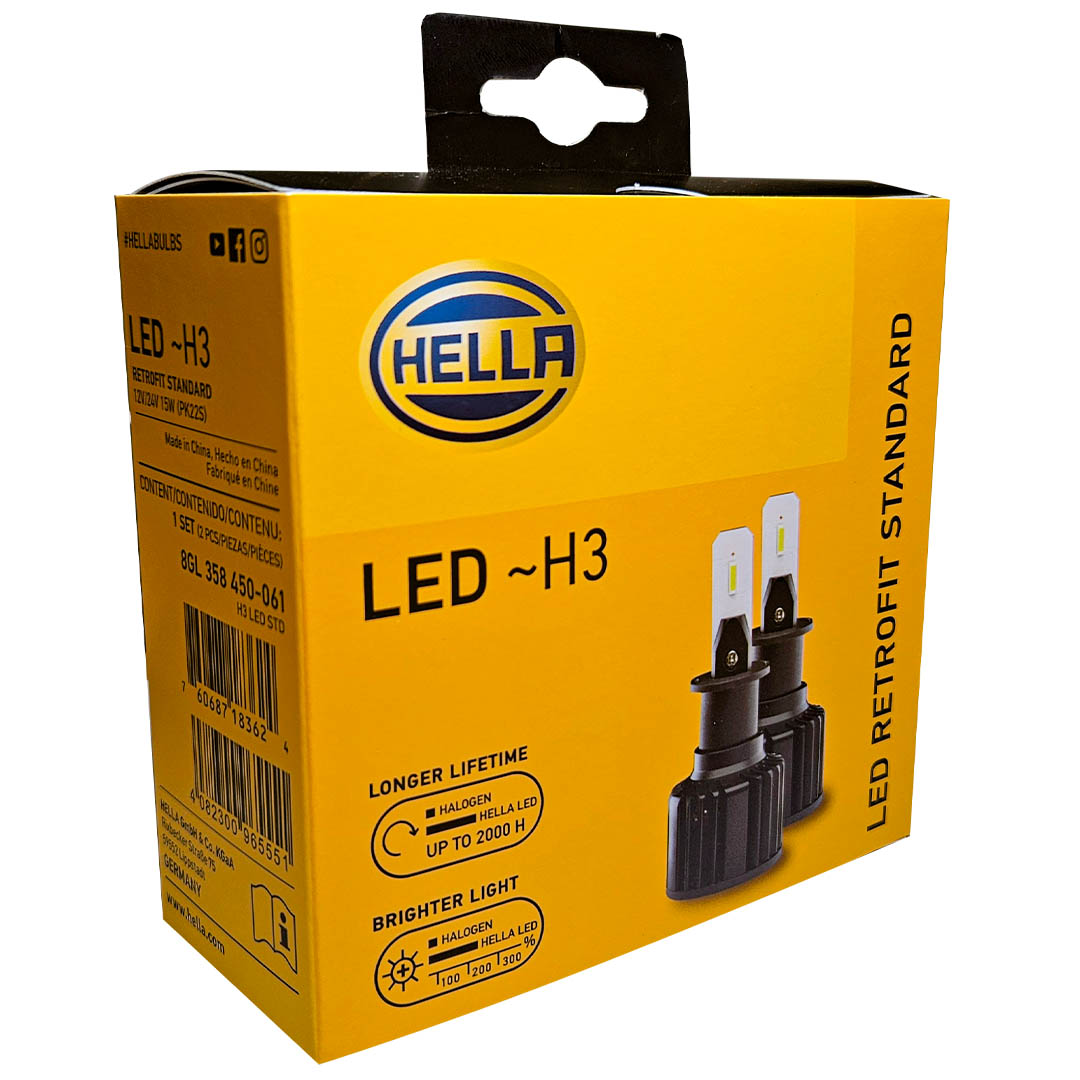 KIT DE AMPOLLETAS HELLA LED RETROFIT H3 12 Y 24V