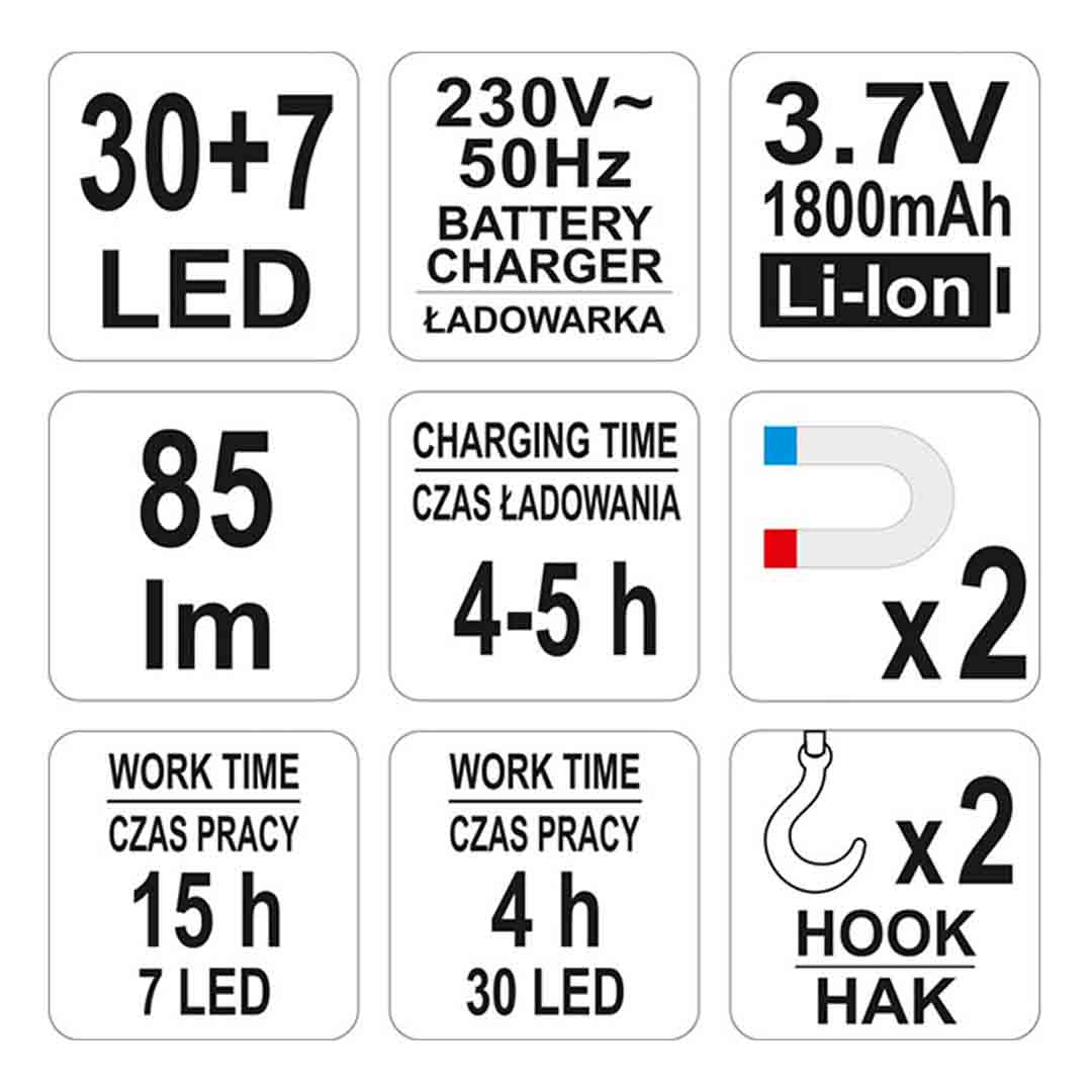 LÁMPARA 30 LED TRABAJO IMANTADA YATO
 - Image 3