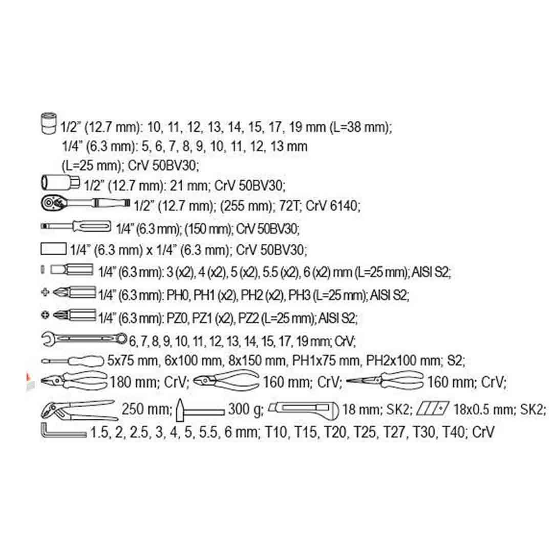 CAJA DE HERRAMIENTAS 80 PIEZAS YATO - Image 3