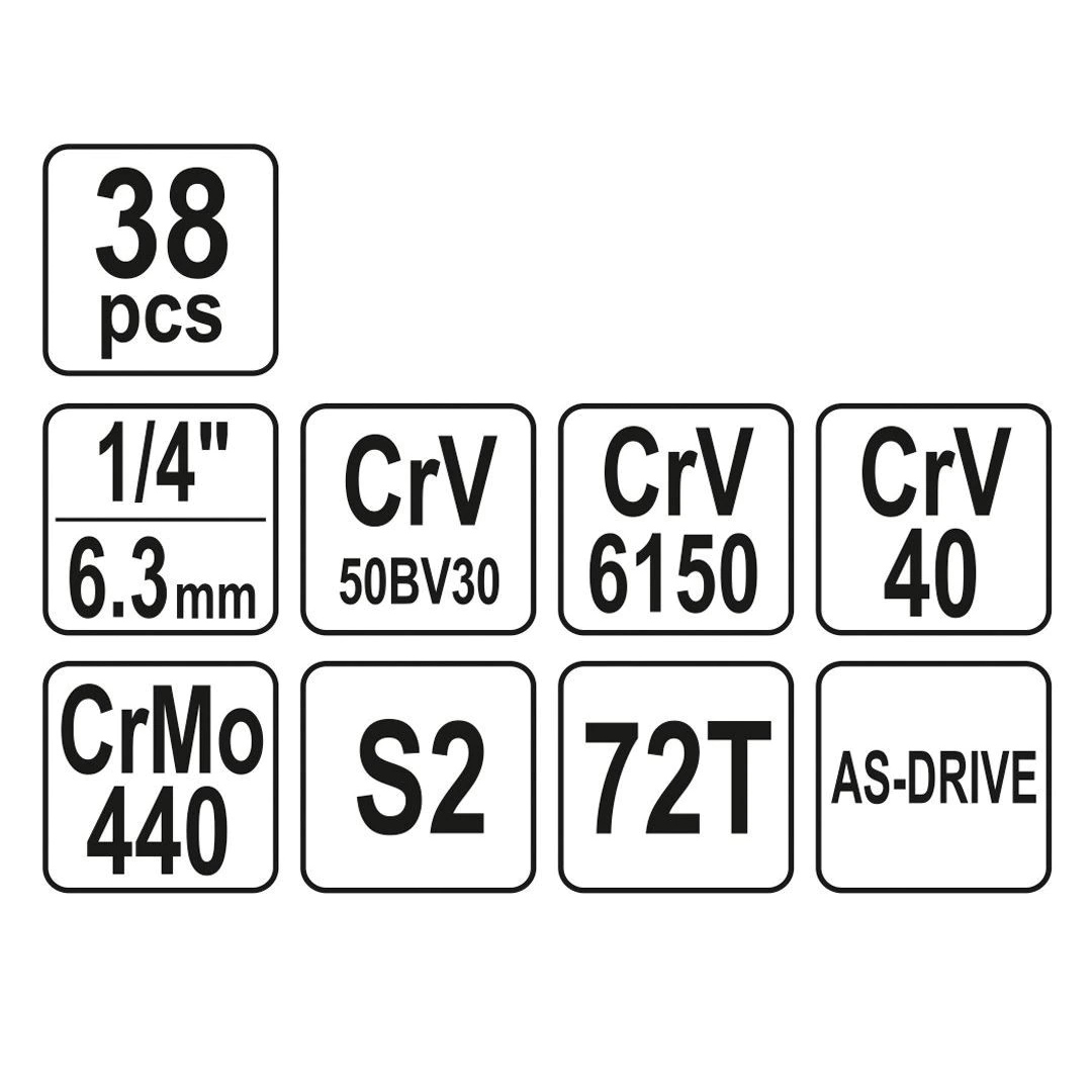 JUEGO SET DE DADOS 1/4" 38 PIEZAS YATO - Image 4