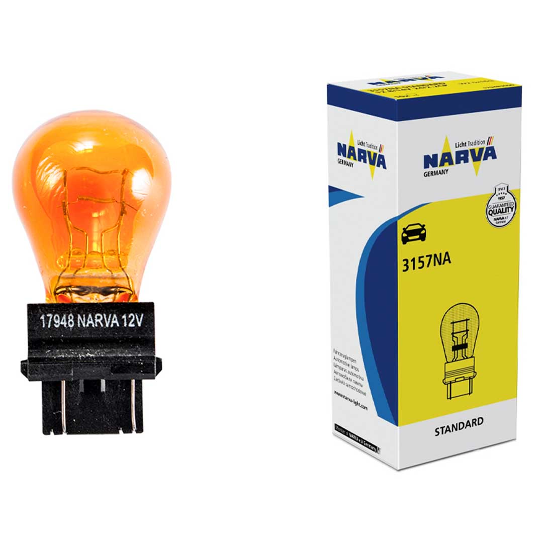 AMPOLLETA COLA DE PEZ 12V 27/7W DOS CONTACTOS AMBAR NARVA