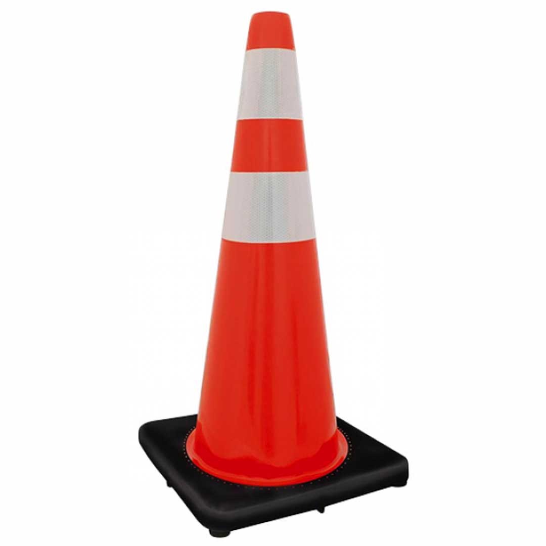 CONO DE SEGURIDAD PVC REFLECTANTE 70 CM BASE NEGRA