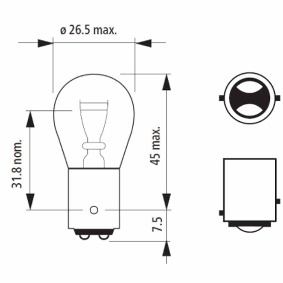 AMPOLLETA GLOBO GRANDE 12V 21W DOS CONTACTOS P/D NARVA - Image 3
