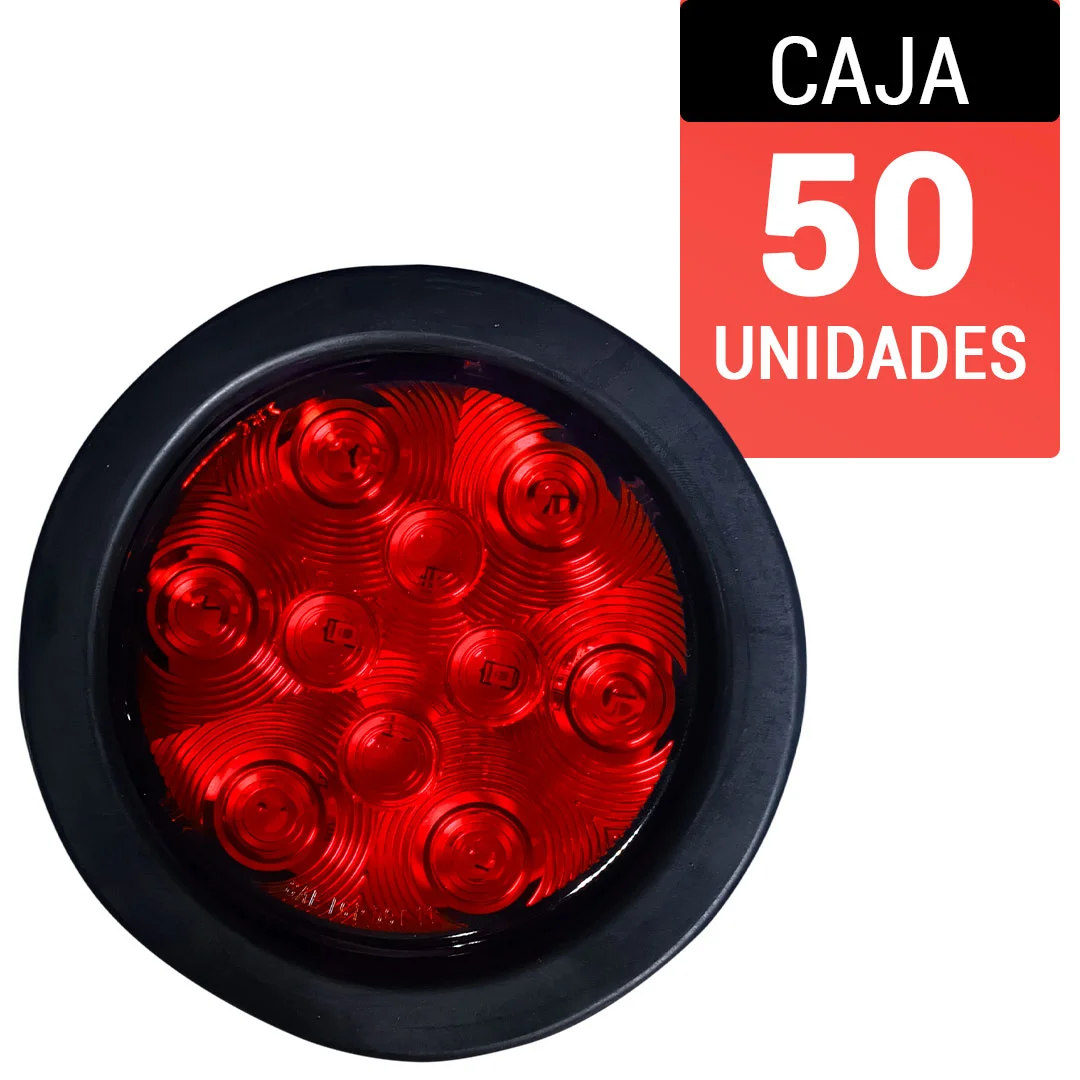 FOCO TRASERO LED MV 4" ROJO CAJA 50 UNIDADES