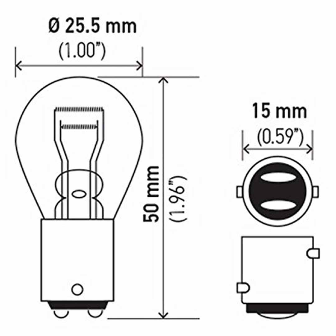 AMPOLLETA GLOBO GRANDE 12V 21W 2 CONTACTOS PATA DISPAREJA HELLA - Image 3