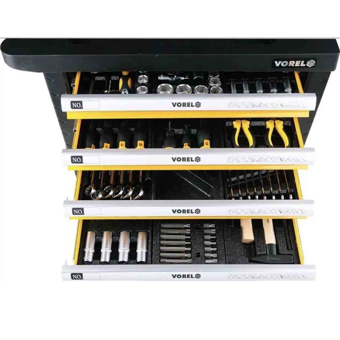 CARRO DE TRABAJO CON HERRAMIENTAS 177 PIEZAS VOREL - Image 4