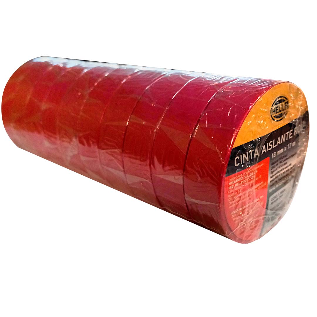 HUINCHA AISLANTE ROJA 17 METROS HELLA PACK 10 UNIDADES - Image 2