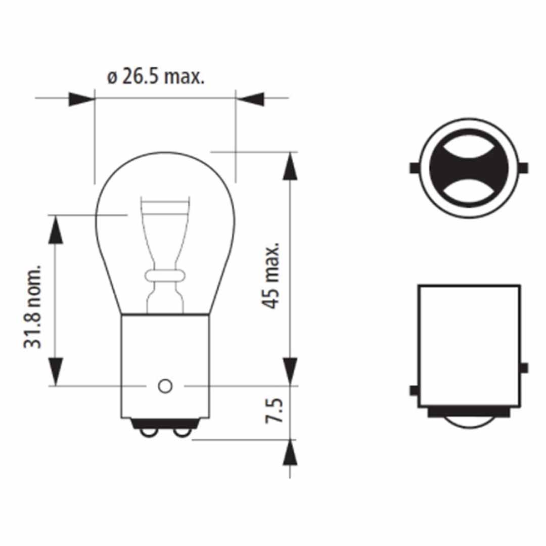 AMPOLLETA GLOBO GRANDE 24V 21W DOS CONTACTOS P/D NARVA - Image 3