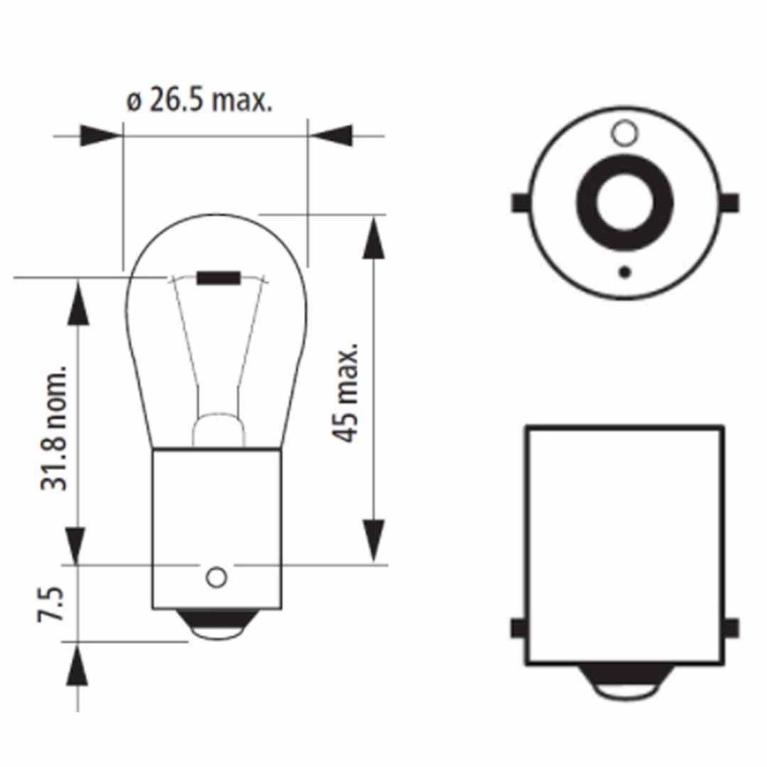 AMPOLLETA GLOBO GRANDE 24V 21W DOS CONTACTOS NARVA - Image 3